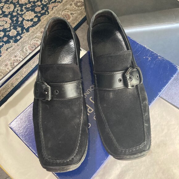 Donald J Pliner Men\'s Black Suede Loafer with Adjustable Buckle Size 10.5M main image 4